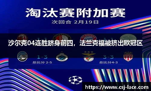 沙尔克04连胜跻身前四，法兰克福被挤出欧冠区